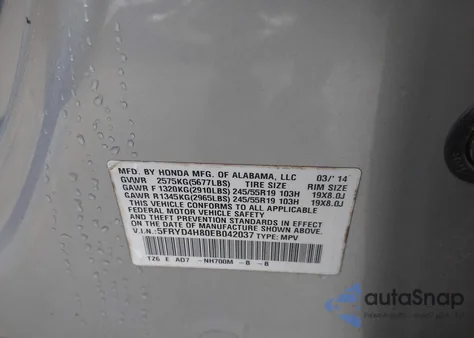 2014 Acura Mdx Advance Pkg W/Entertainment Pkg z USA, uszkodzony, nr VIN 5FRYD4H80EB042037